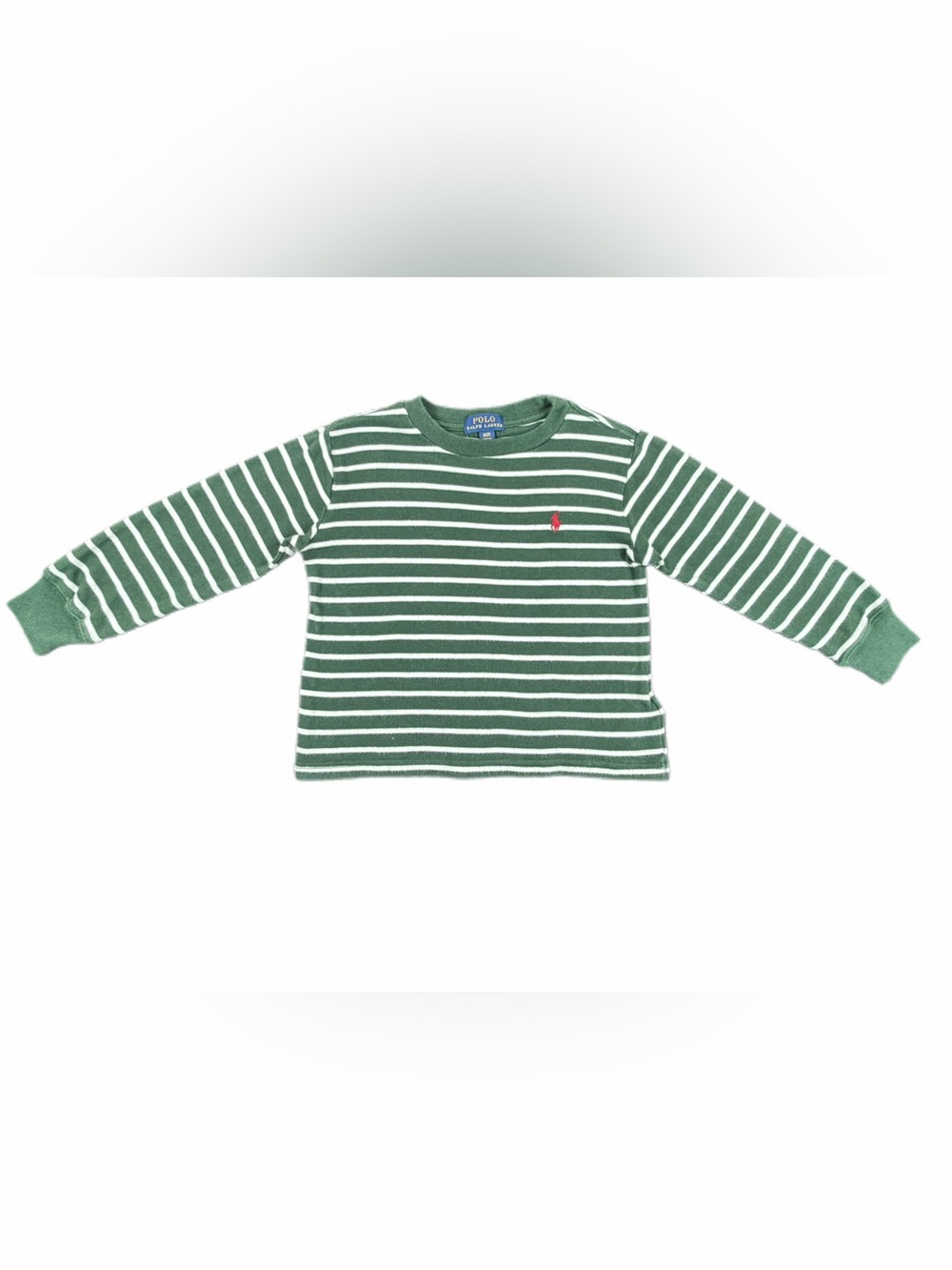 POLO Ralph Lauren Green and White Stripe Long Sleeve - 3/3T